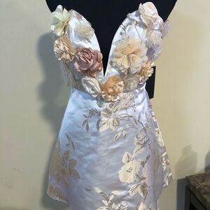 Floral Embellished White Dress